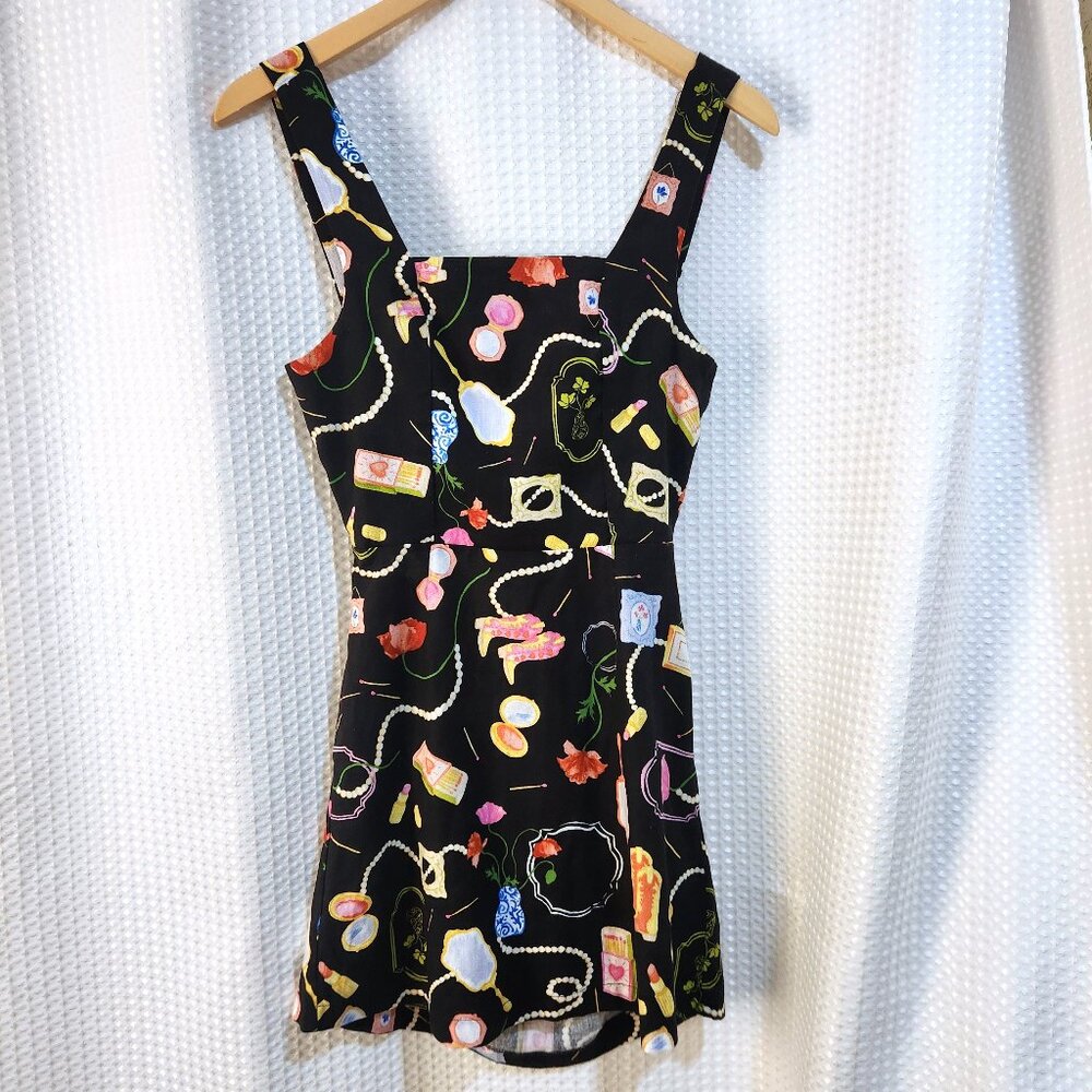 Monteau Los Angeles Fit & Flare Open‑Back Multicolour Print Dress — Size Small